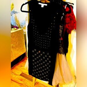 Silk DVF gold studded mini dress - size 2